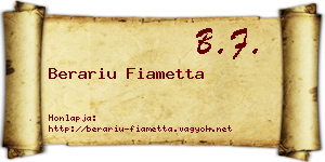 Berariu Fiametta névjegykártya